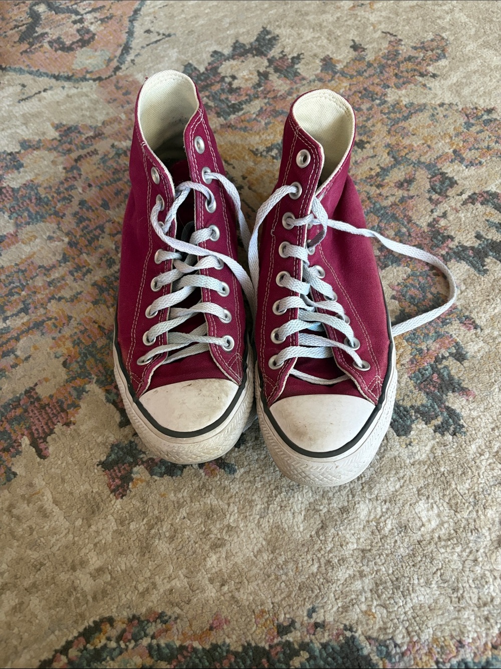 Converse High-Top Sneakers Maroon with White Accents